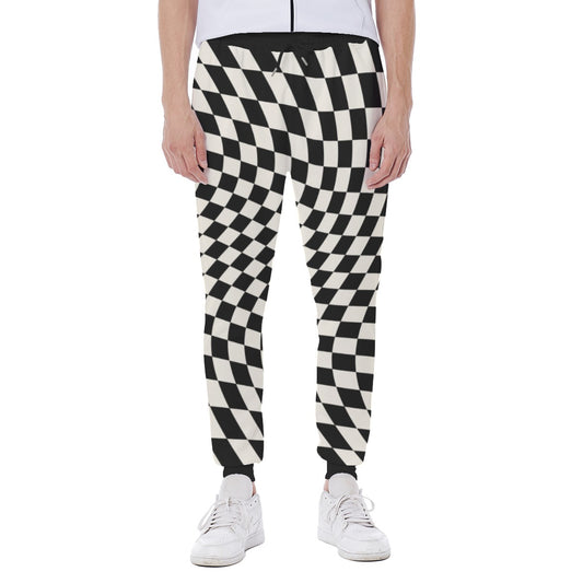 Unisex Eco Sweatpants | Eco-Friendly Retro Black Checker Sweatpants | Retro Sweatpants | Recycled pants