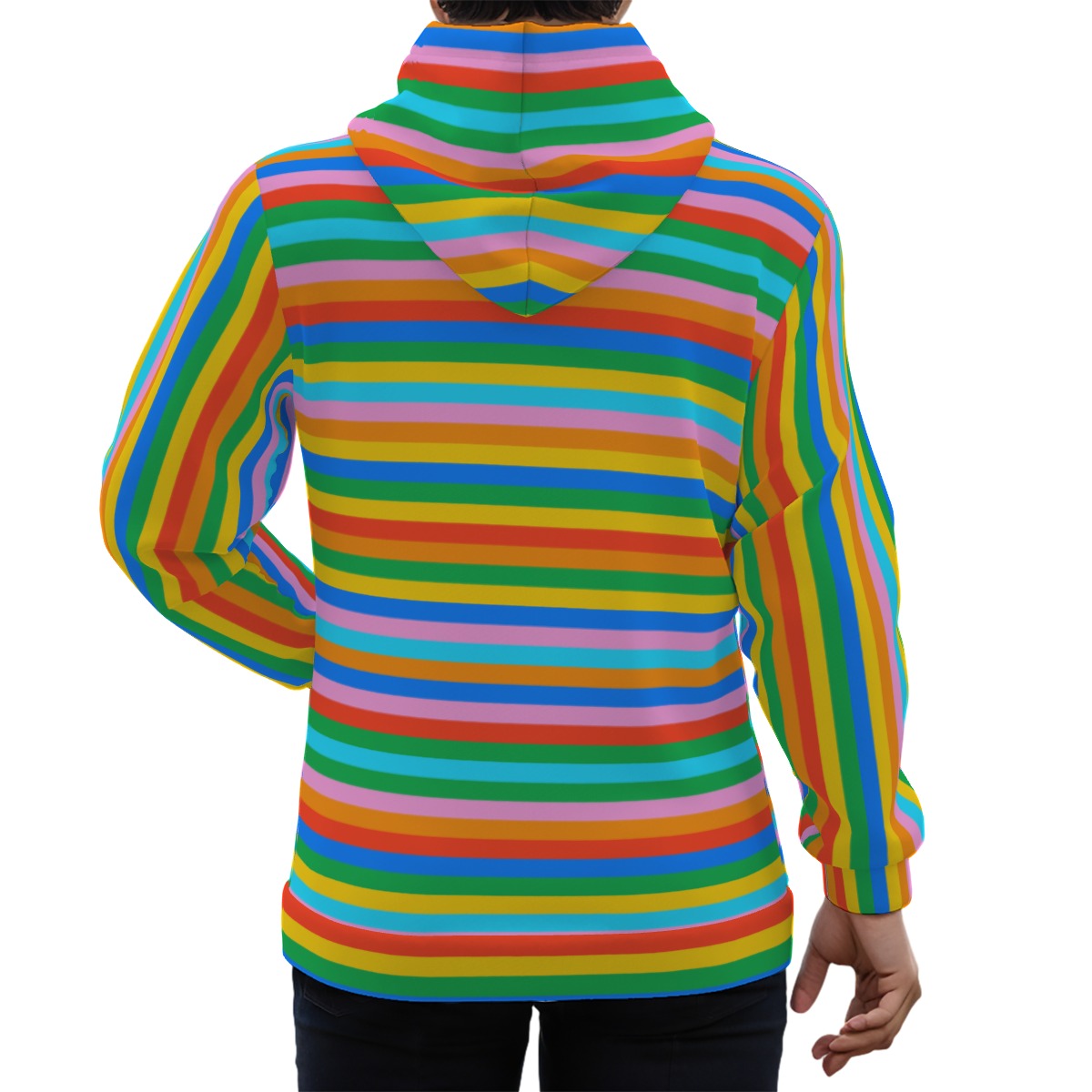 Unisex Eco Hoodie | Multicolor Stripe Design | Vibrant Rainbow Hoodie| Stripe Hoodie