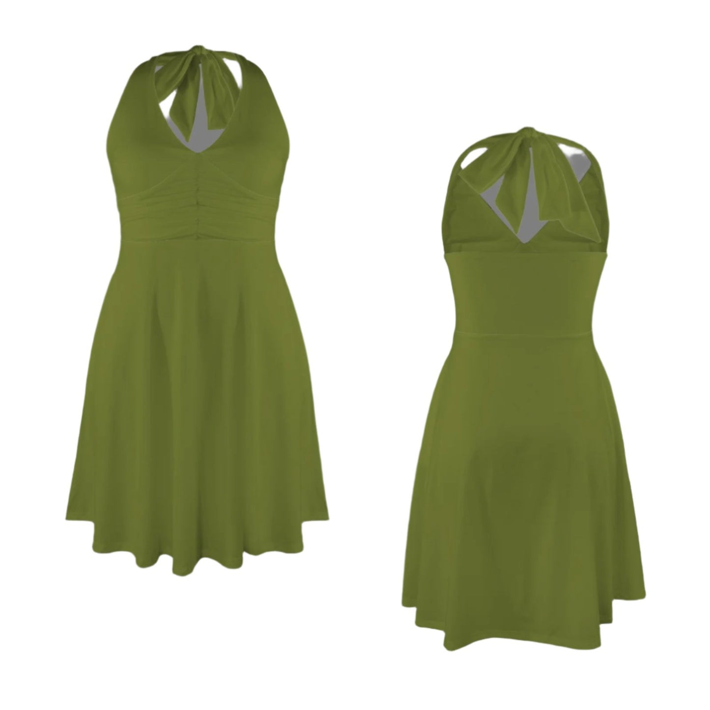 Olive Green Halter Dress