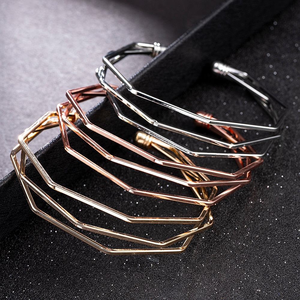 Women's Gold Geometric Bracelet, Three tier bracelet, Rose Gold Bracelet, Silver Geometric Bracelet