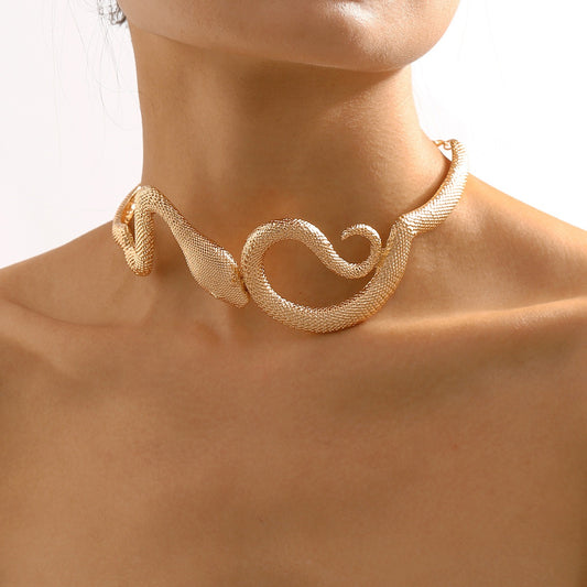 Schlangen-Choker-Halskette, Silber/Gold-Schlangen-Halskette