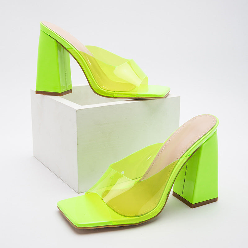 Neon Yellow Chunky Heels, Neon Pink Heels, Clear Chunky Heels, Neon Chunky Heel, Vintage Style Chunky Heels