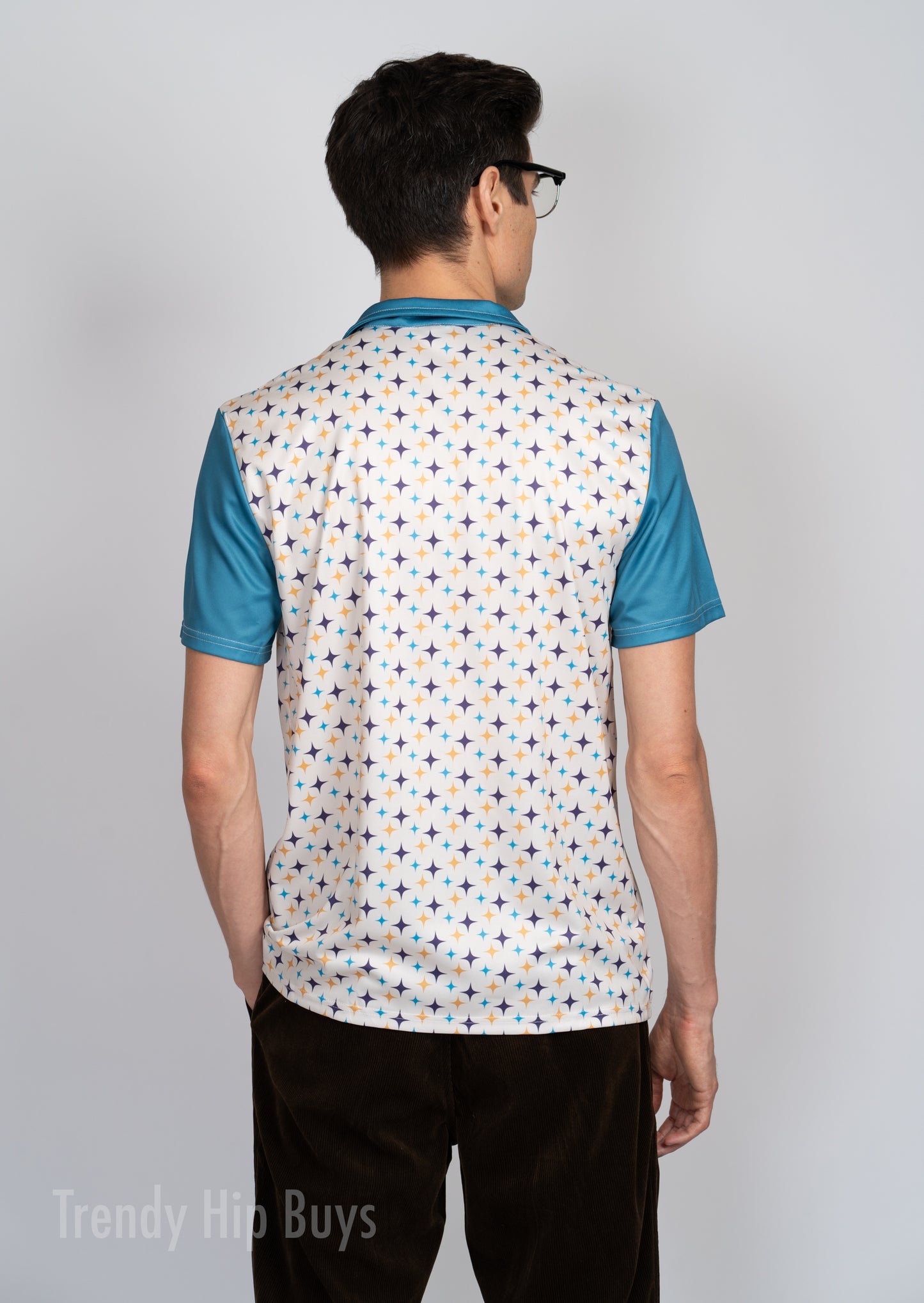 Poloshirt Herren, Herren Poloshirt, Retro Shirt Herren, 50er 60er Jahre Stil Shirt, Mid Century Shirt Style, Retro Poloshirt, Retro Türkis Shirt
