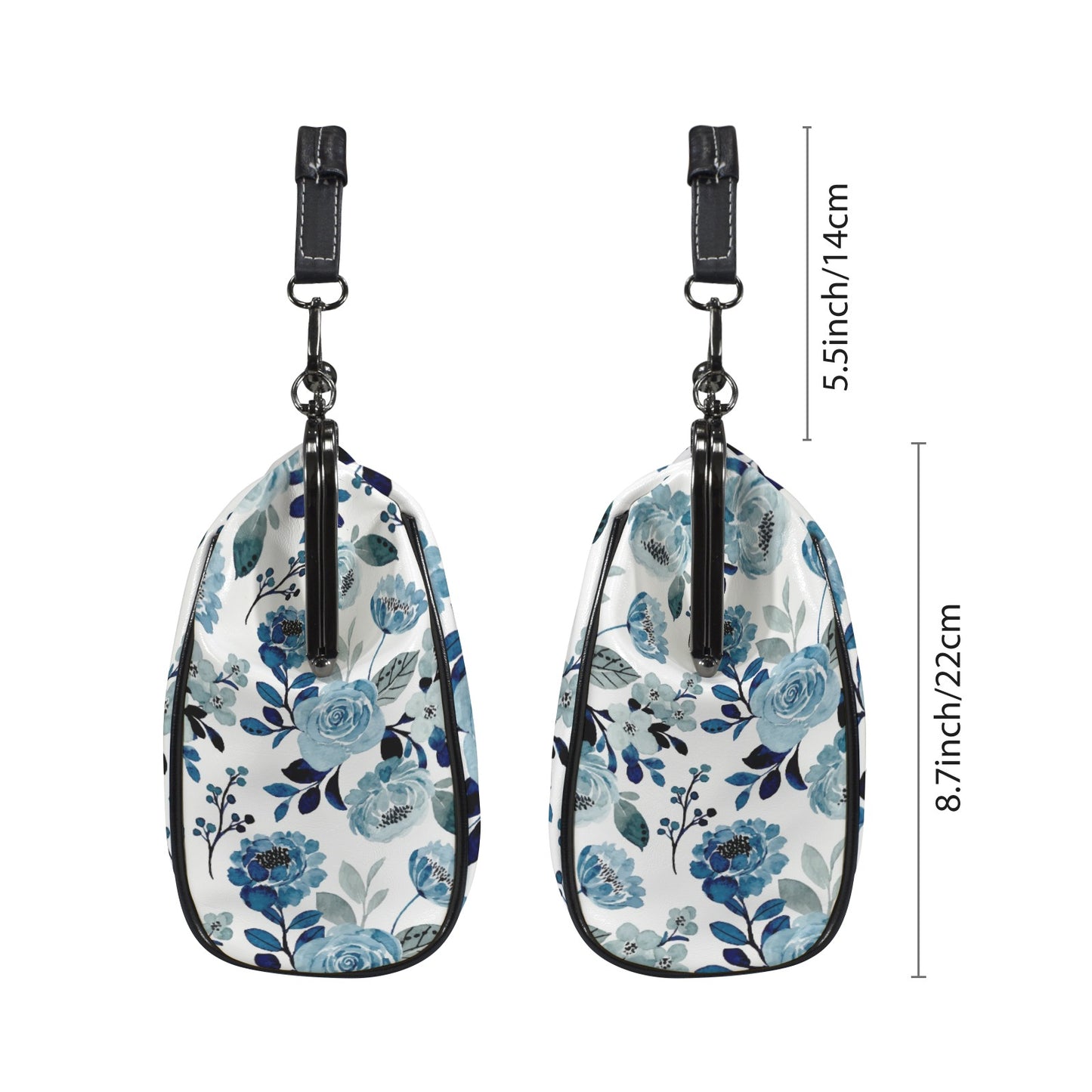 Retro 60s Handbag | Vintage Inspired Romantic Blue Rose Purse | Blue Floral Handbag