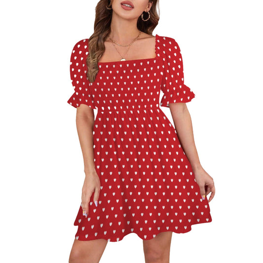 Heart Polka Dot Smock Babydoll dress