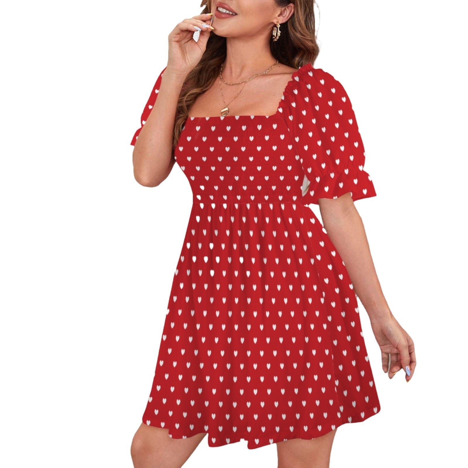 Heart Polka Dot Smock Babydoll dress