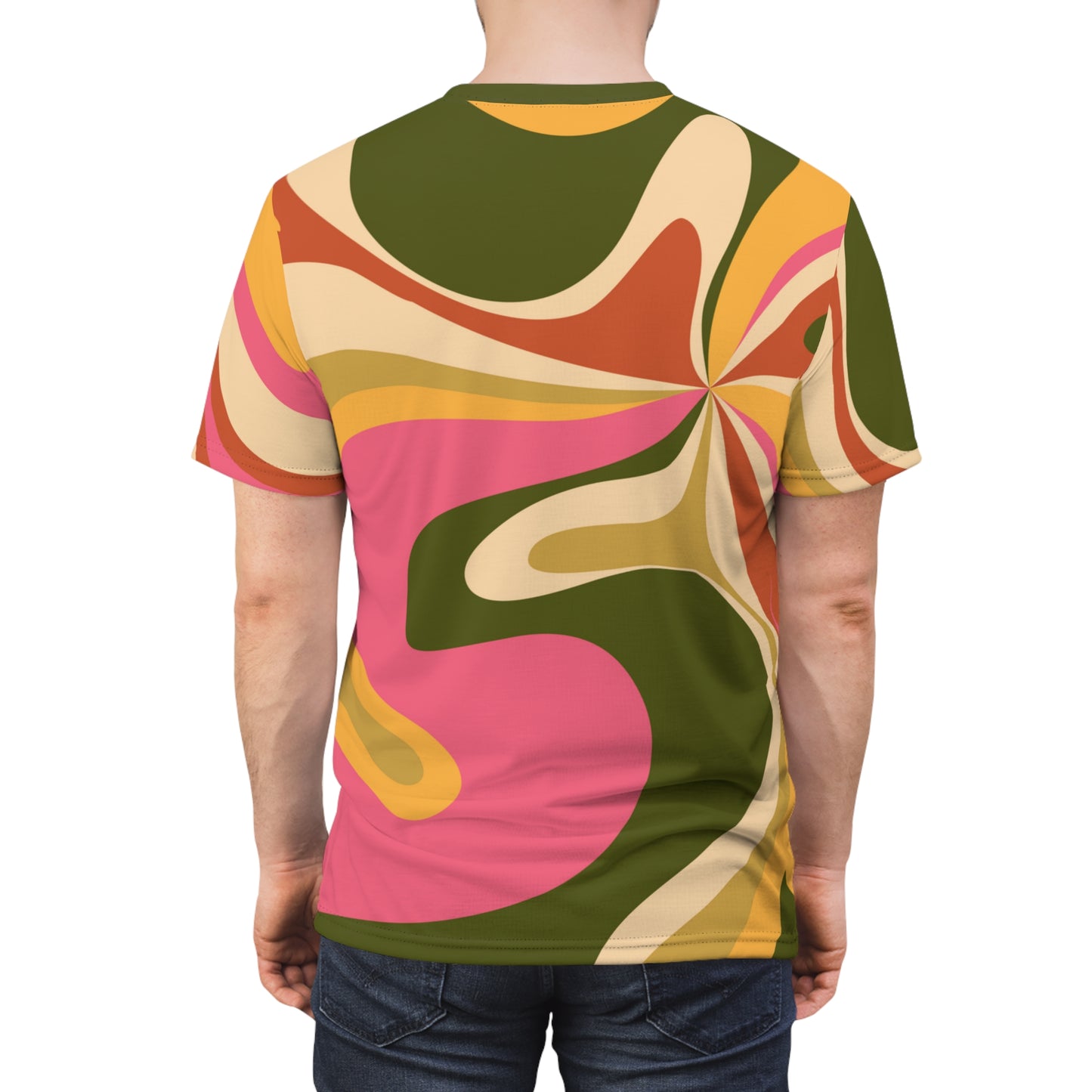 Groovy Green Pink Hippie T shirt , Retro Tshirt Men