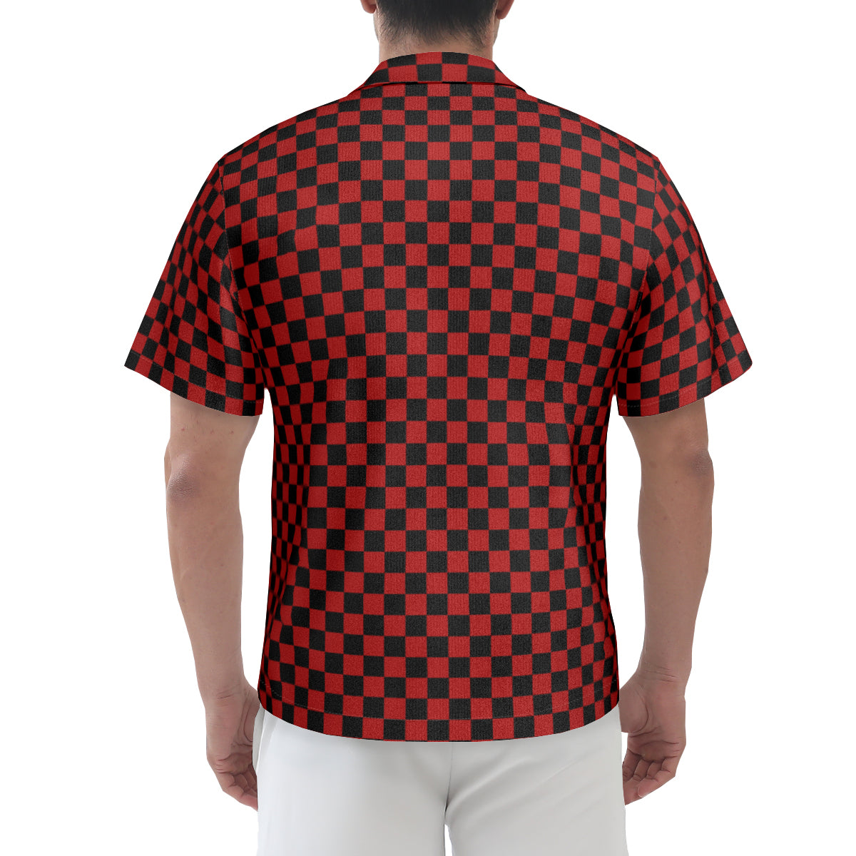 Men's Black and Red Checker Shirt, Vintage Style Checker Shirt, Retro Shirt Men, Checker Short Sleeve Shirt