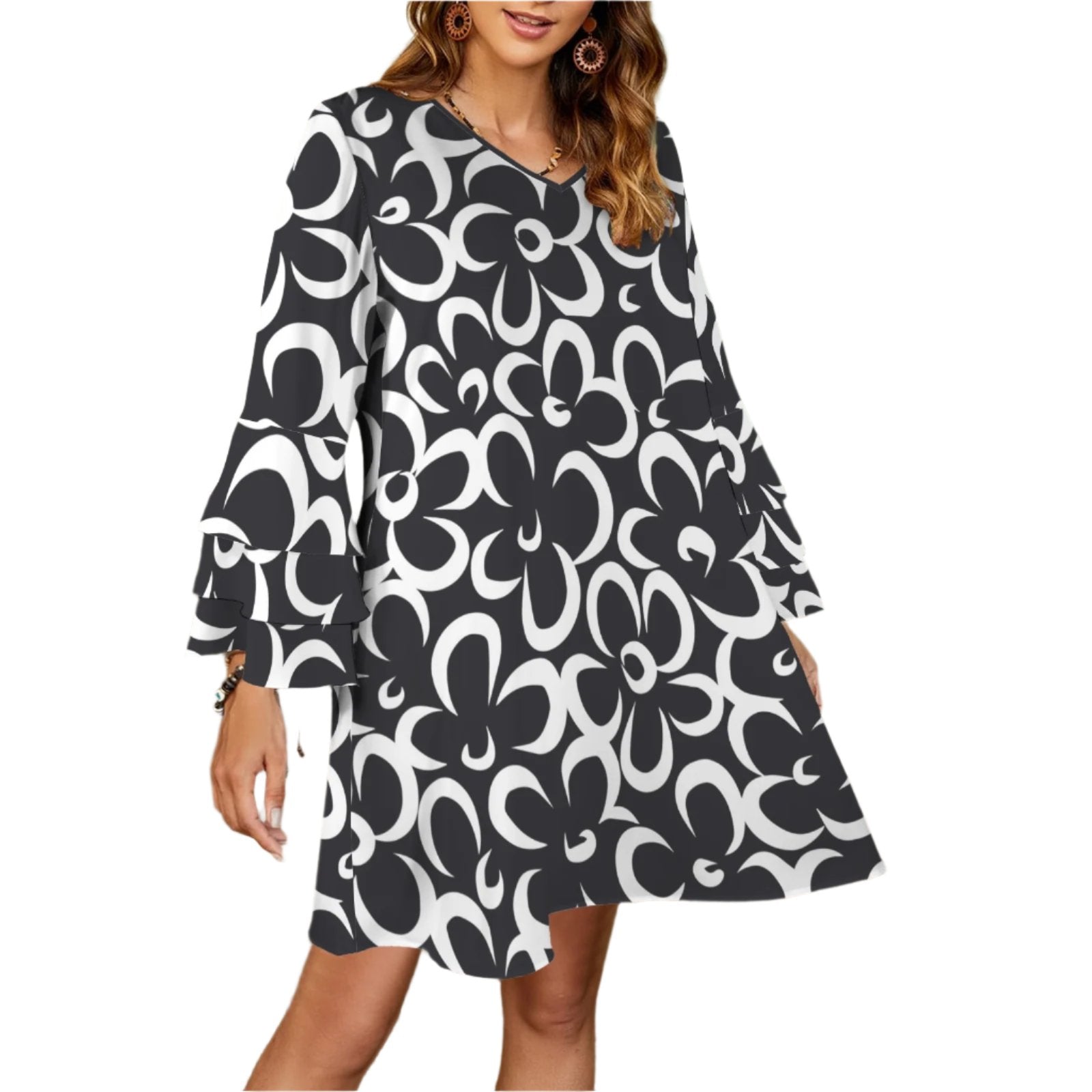 Black and White Floral Tent Dress 