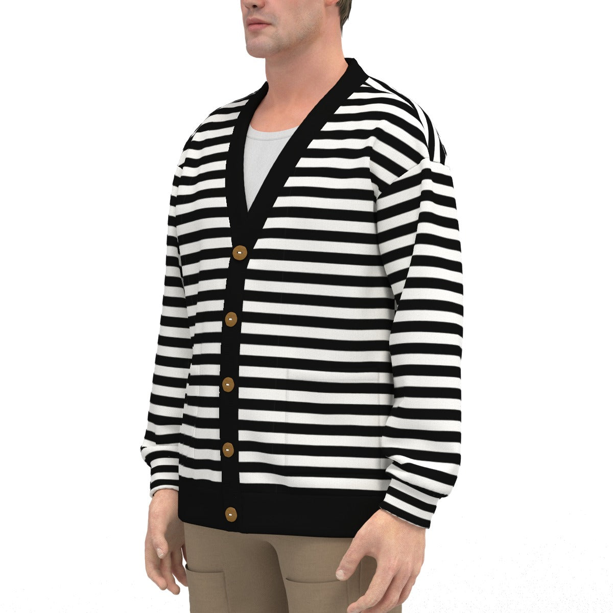 black stripe cardigan for men and women