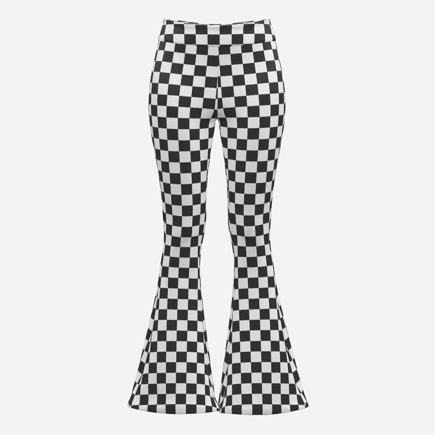 Retro 70s Checker Bell Bottom Pants | Black and White Wide Leg Yoga Pants | Vintage Flare Leggings