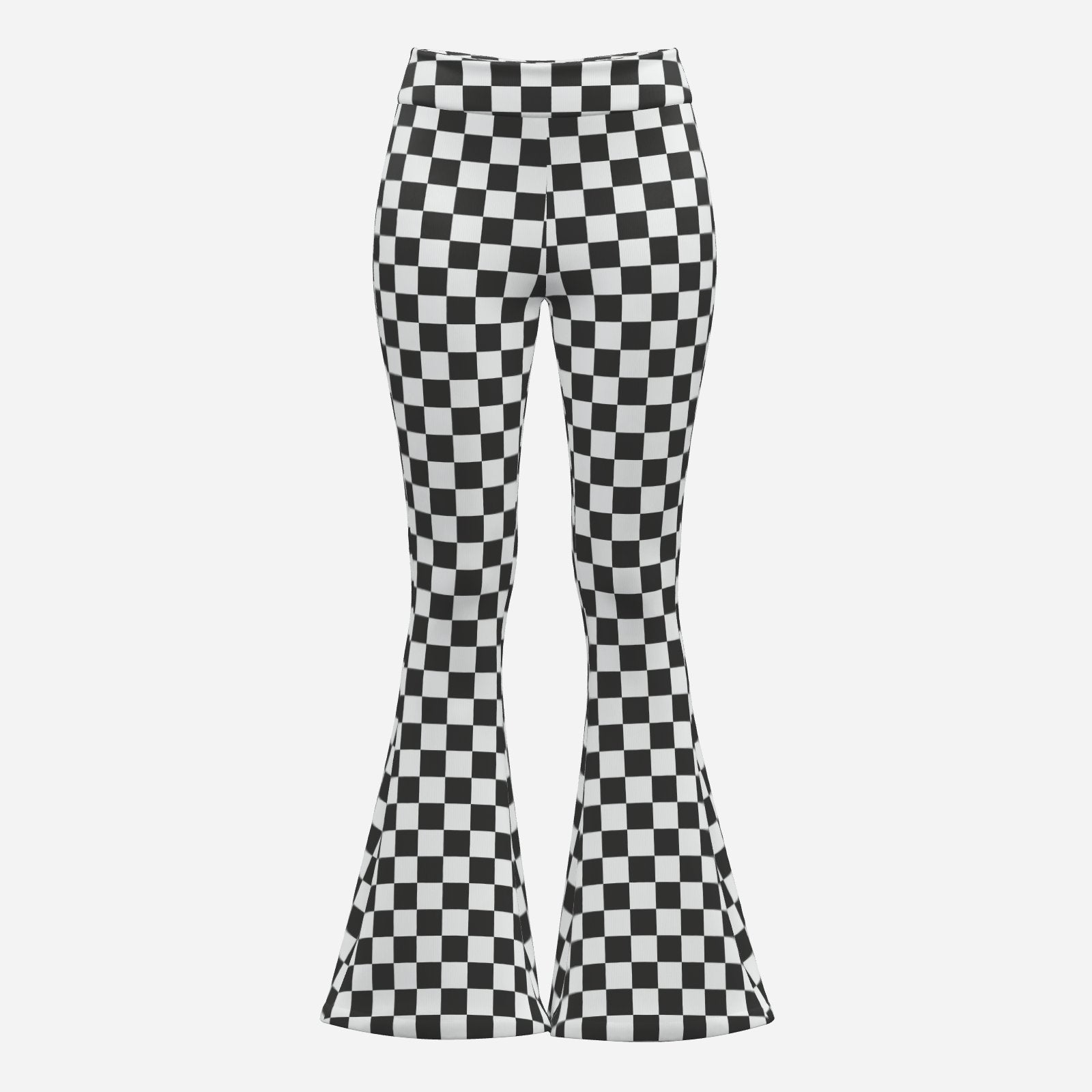 Retro 70s Checker Bell Bottom Pants | Black and White Wide Leg Yoga Pants | Vintage Flare Leggings
