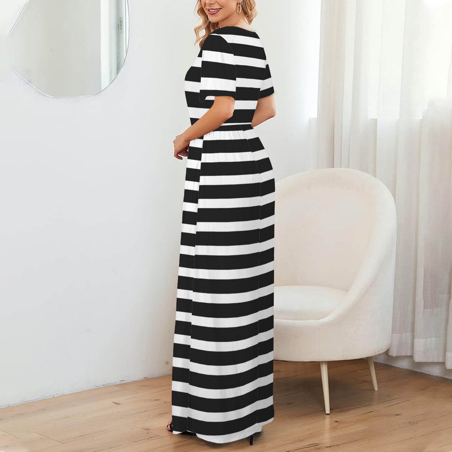 Black and White Stripe Maxi Dress