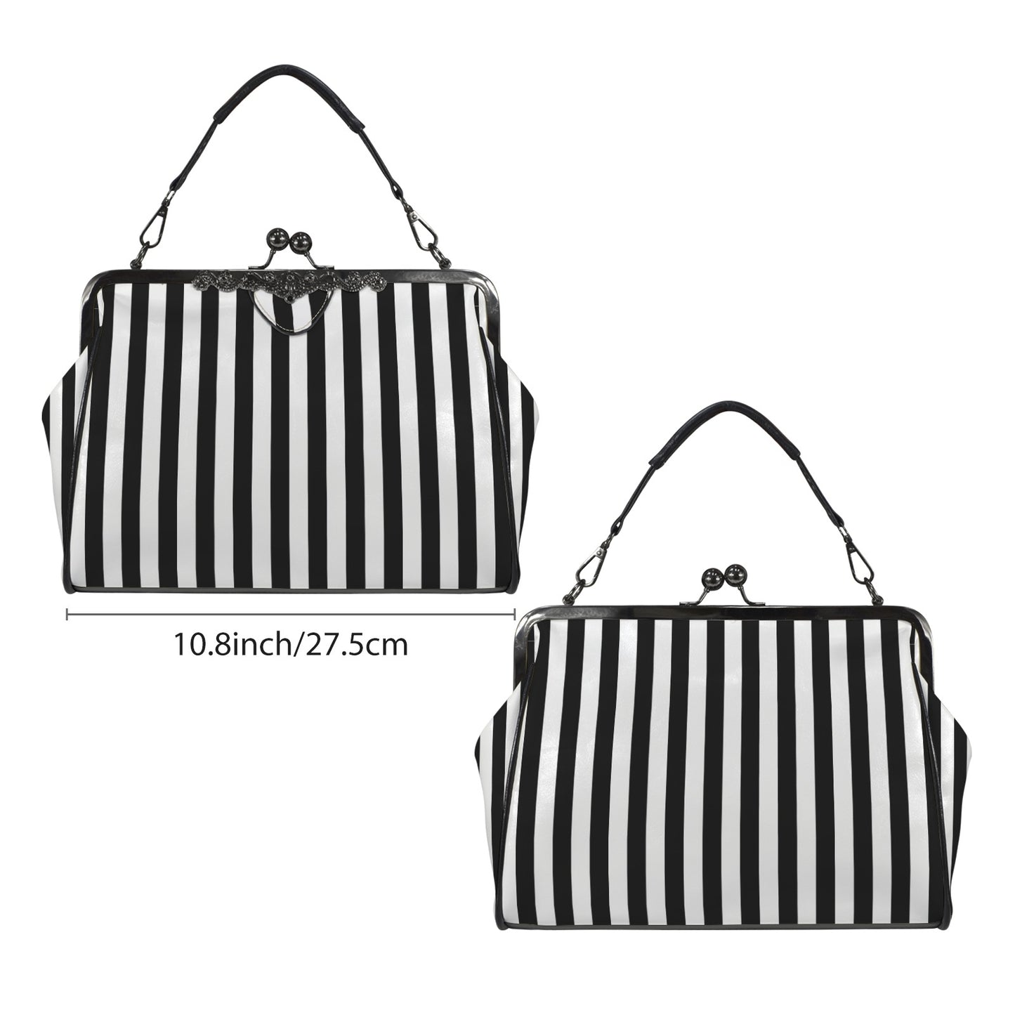 Retro 60s Black and White Stripe Handbag | Vintage Clasp Purse | Mod Crossbody Bag | Trendy Hip Buys