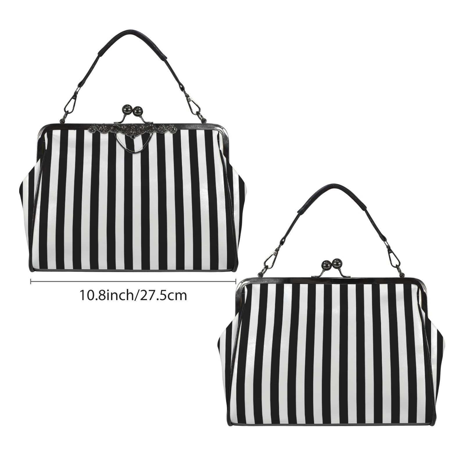 Retro 60s Black and White Stripe Handbag | Vintage Clasp Purse | Mod Crossbody Bag | Trendy Hip Buys