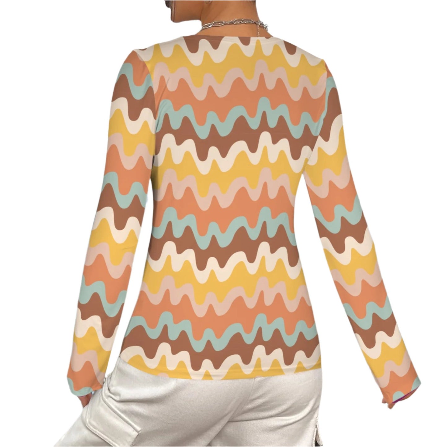 70s Retro Abstract Wavy Shirt