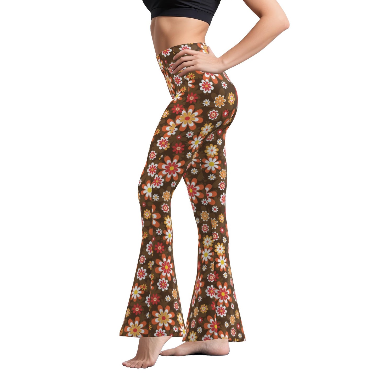 70s Bell Bottom Yoga Pants | High Waist Retro Wide Leg Pants | Vintage Style Flare Leggings