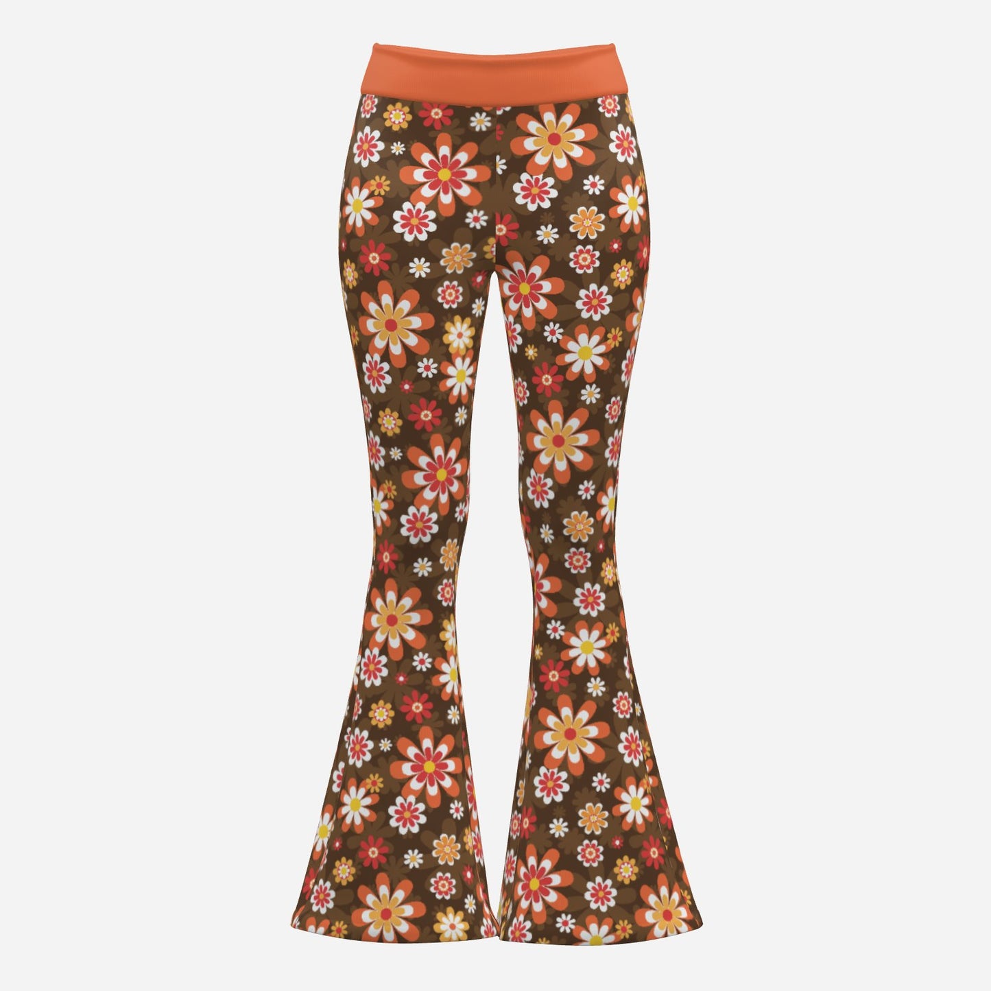 70s Bell Bottom Yoga Pants | Retro High Waist Wide Leg Exercise Pants | Vintage Style Flare Leggings