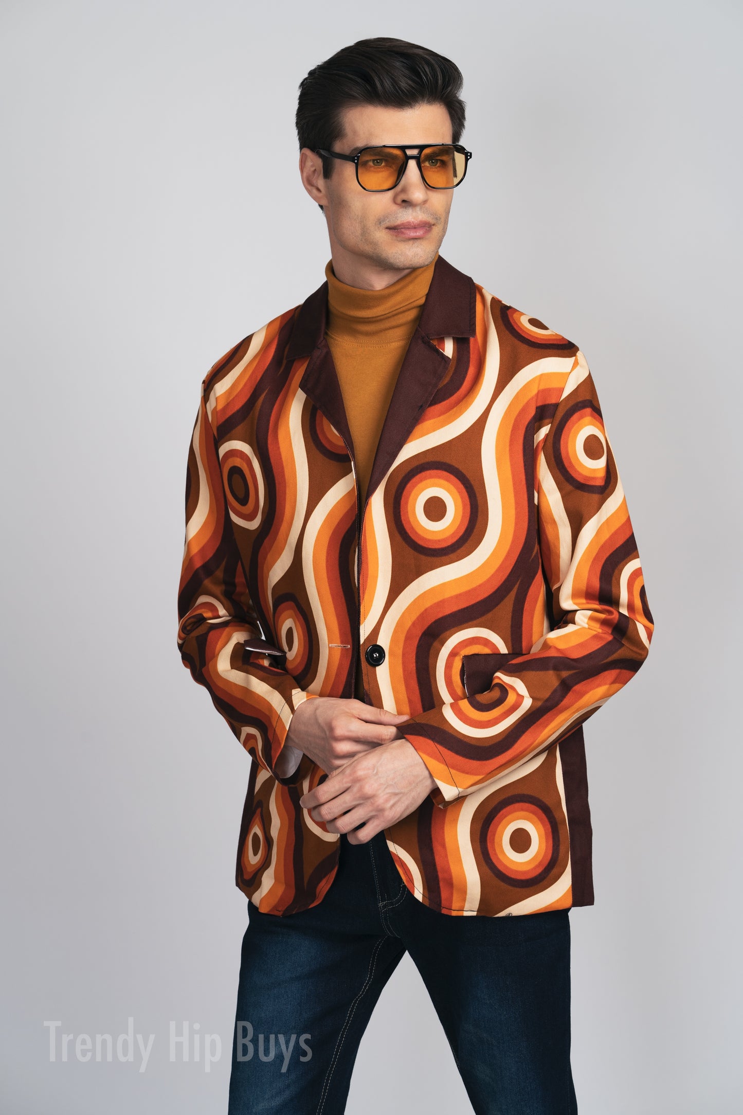 Men's Retro Brown Blazer, Groovy 70s Style Blazer, Vintage Style Blazer, Mod Blazer