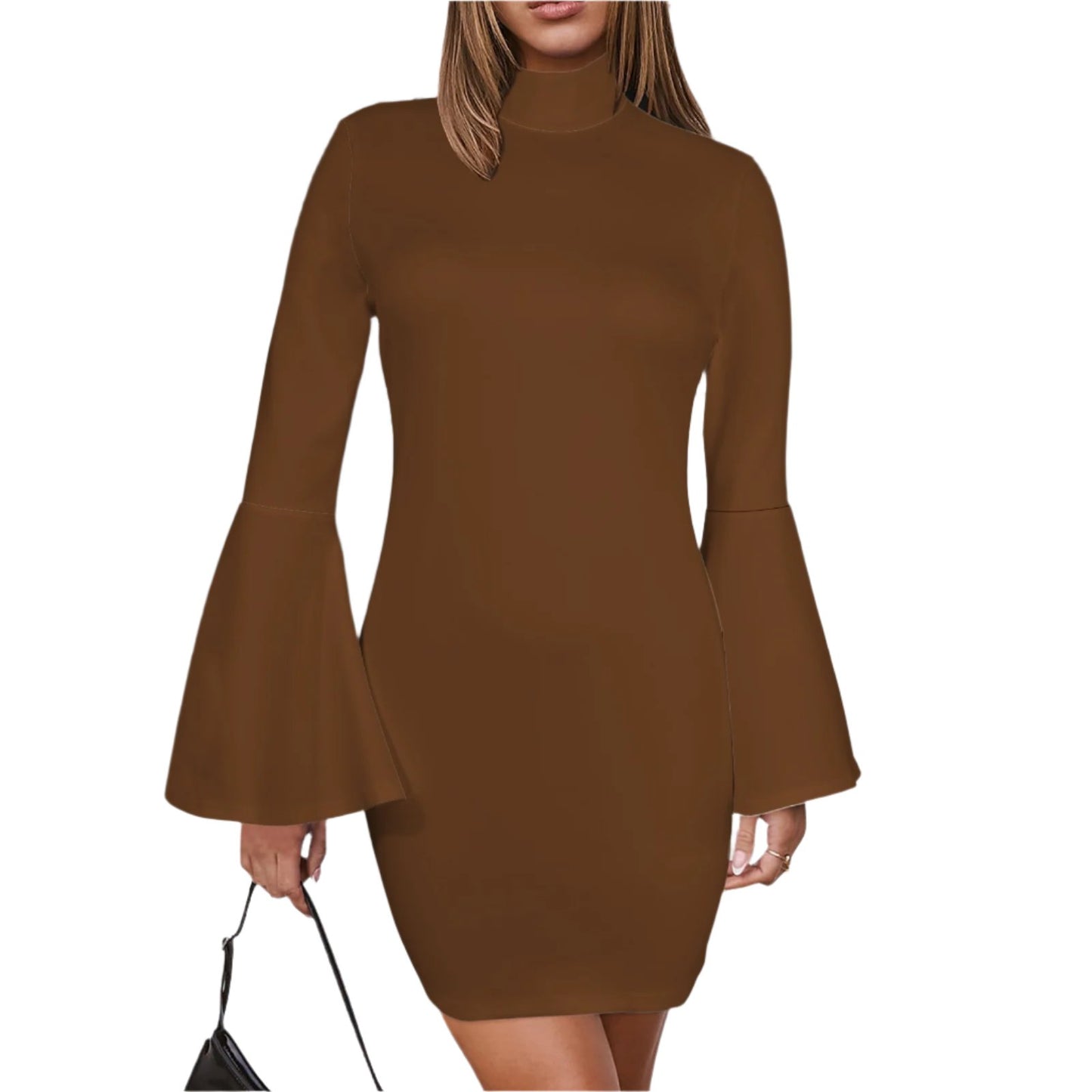 Brown Turtle Neck mini dress