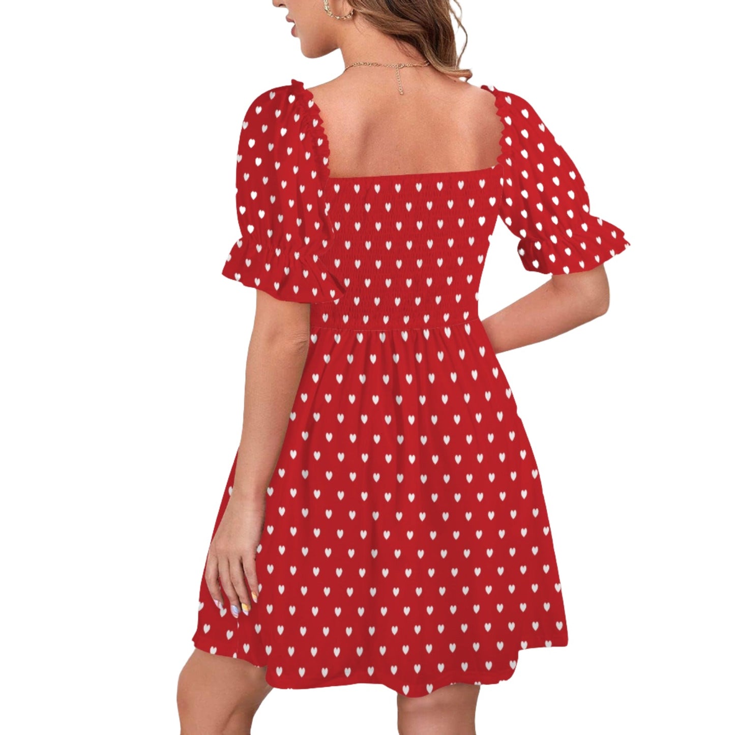 Heart Polka Dot Smock Babydoll dress