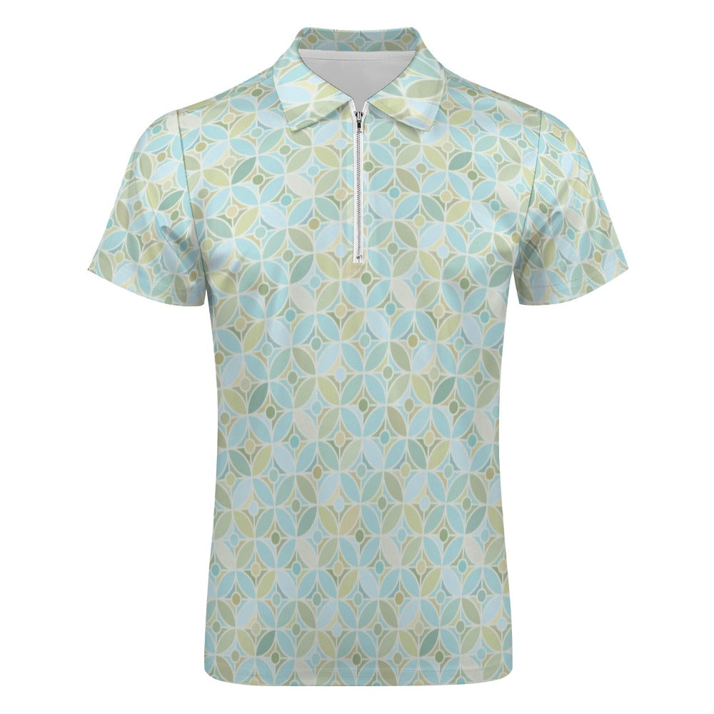 Polo Shirt, Retro Polo Shirt Men, men's polo shirt, 60s Style Top Men, Mod 60s, Blue Mod Top, Geometric Top Men