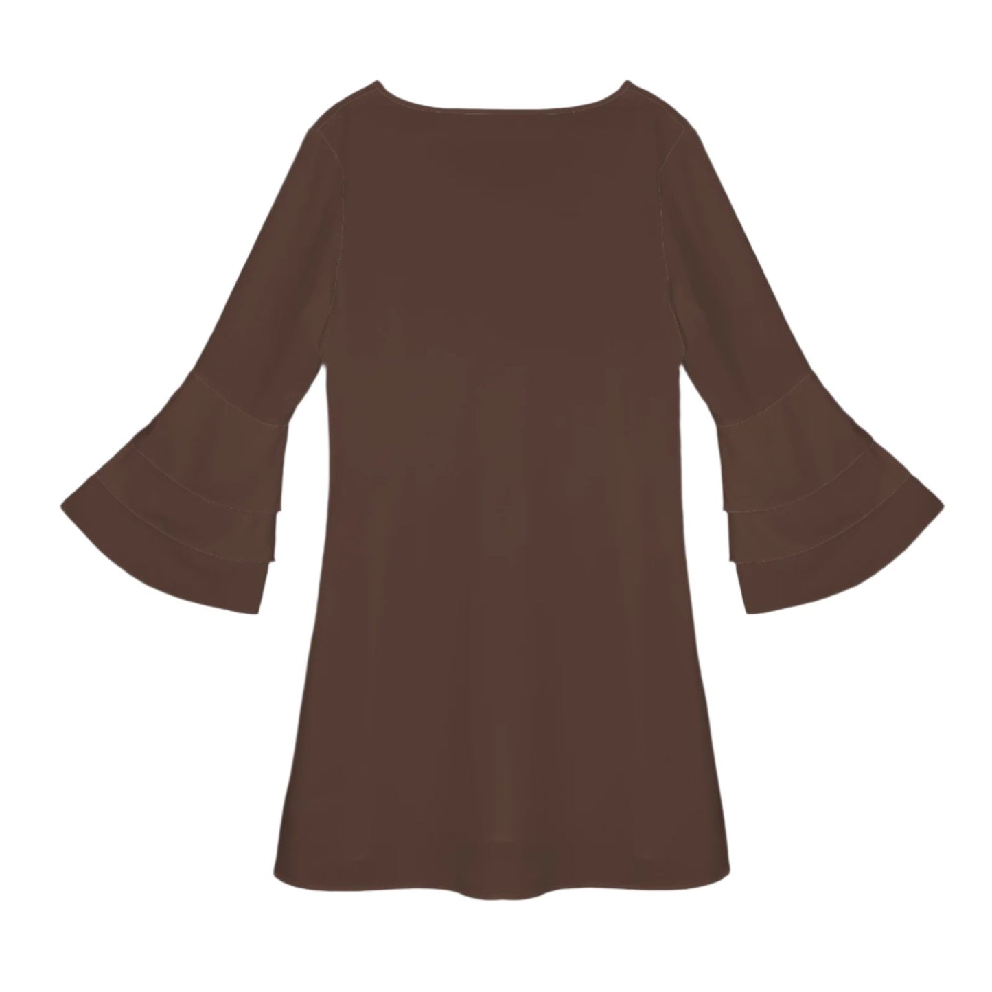 Brown Tier Bell Sleeve Dress