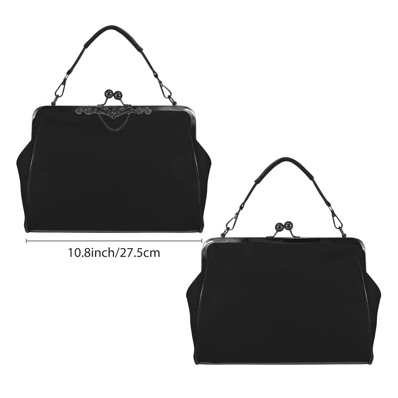 Retro Black 60s Handbag | Vintage Style Clasp Purse | Classic Black Crossbody Bag