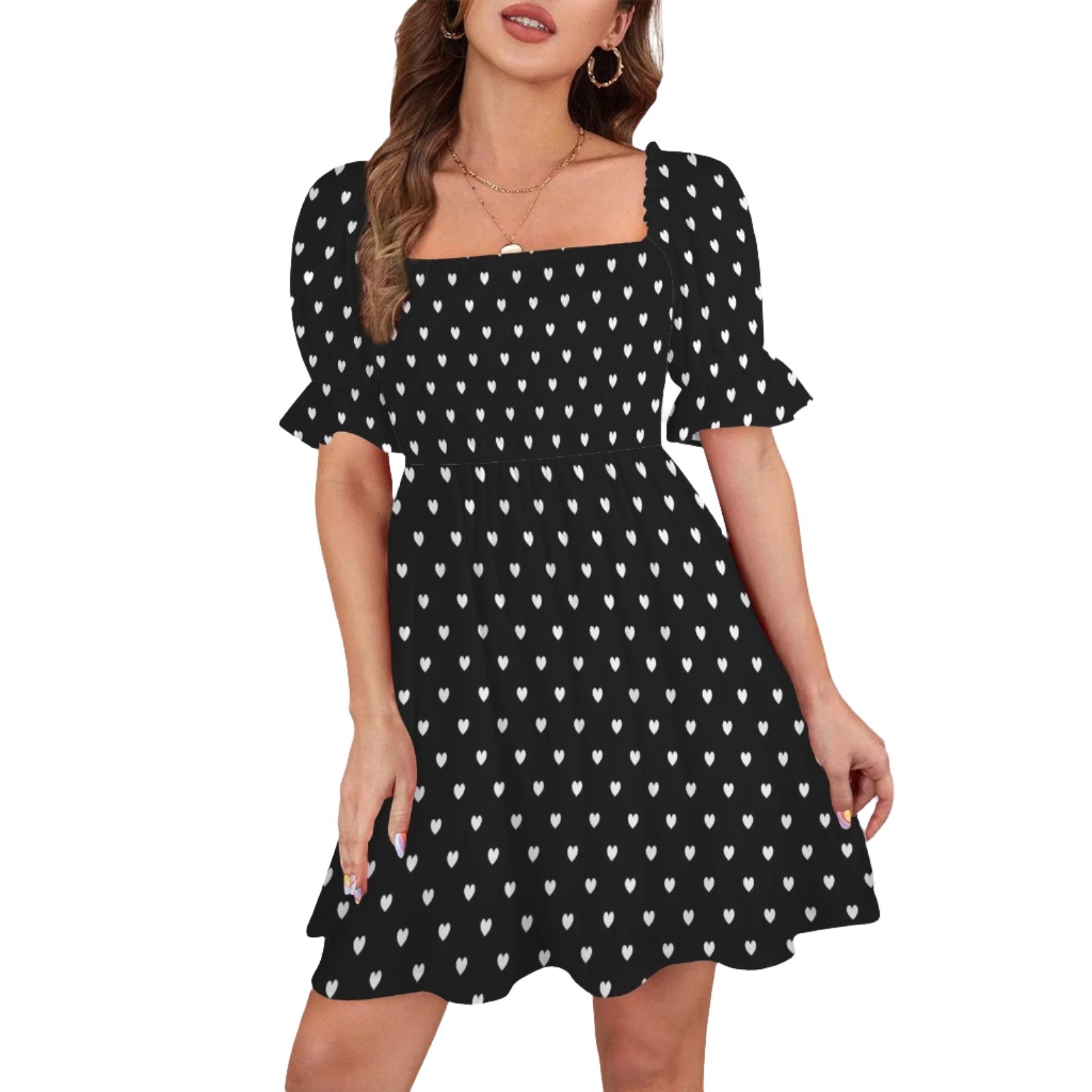 Black Heart Polka Dot baby Doll Dress