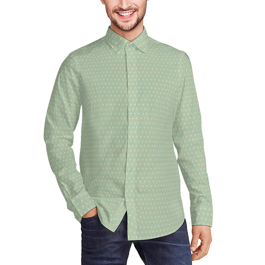 Men's Mint Green Shirt | Retro Vintage Style | Modern Classic Menswear | Mint Green Polka Dot Dress Shirt Men