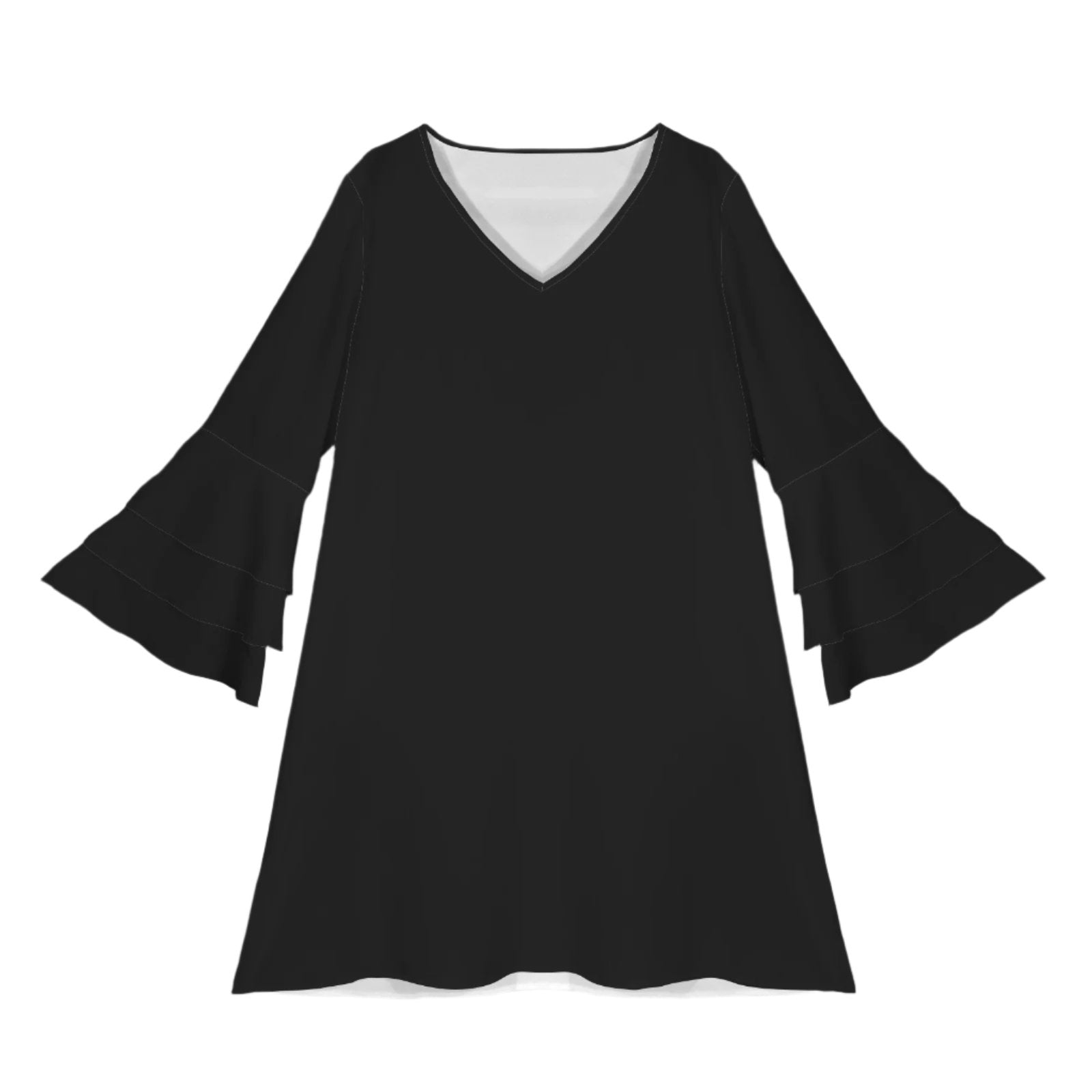 Black Tier Bell Sleeve Dress