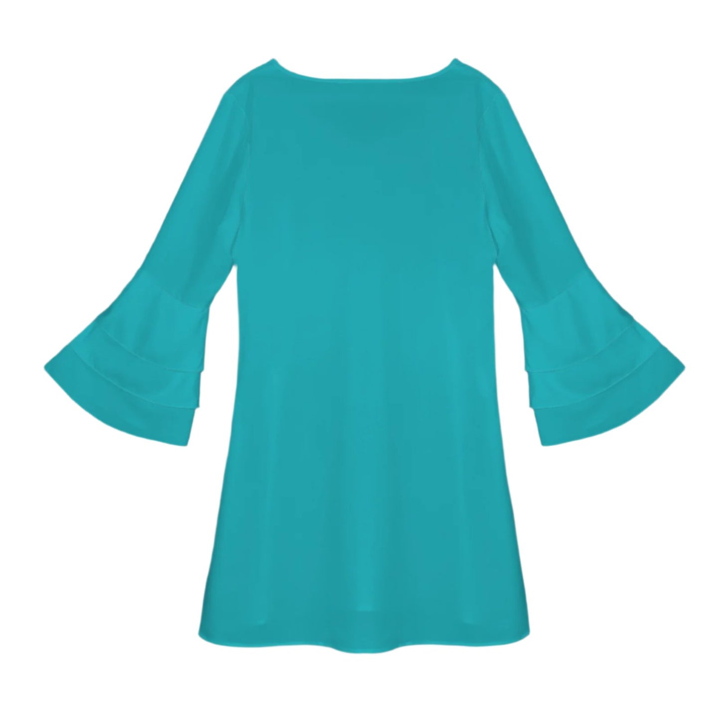 Turquoise Tier Bell Sleeve Dress