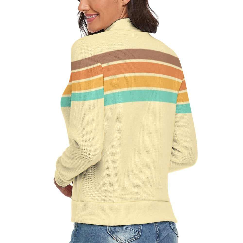 Women's Retro Turtleneck Sweater | 70s Inspired Lightweight Knit Hippie Sweater | Stripe Sweater