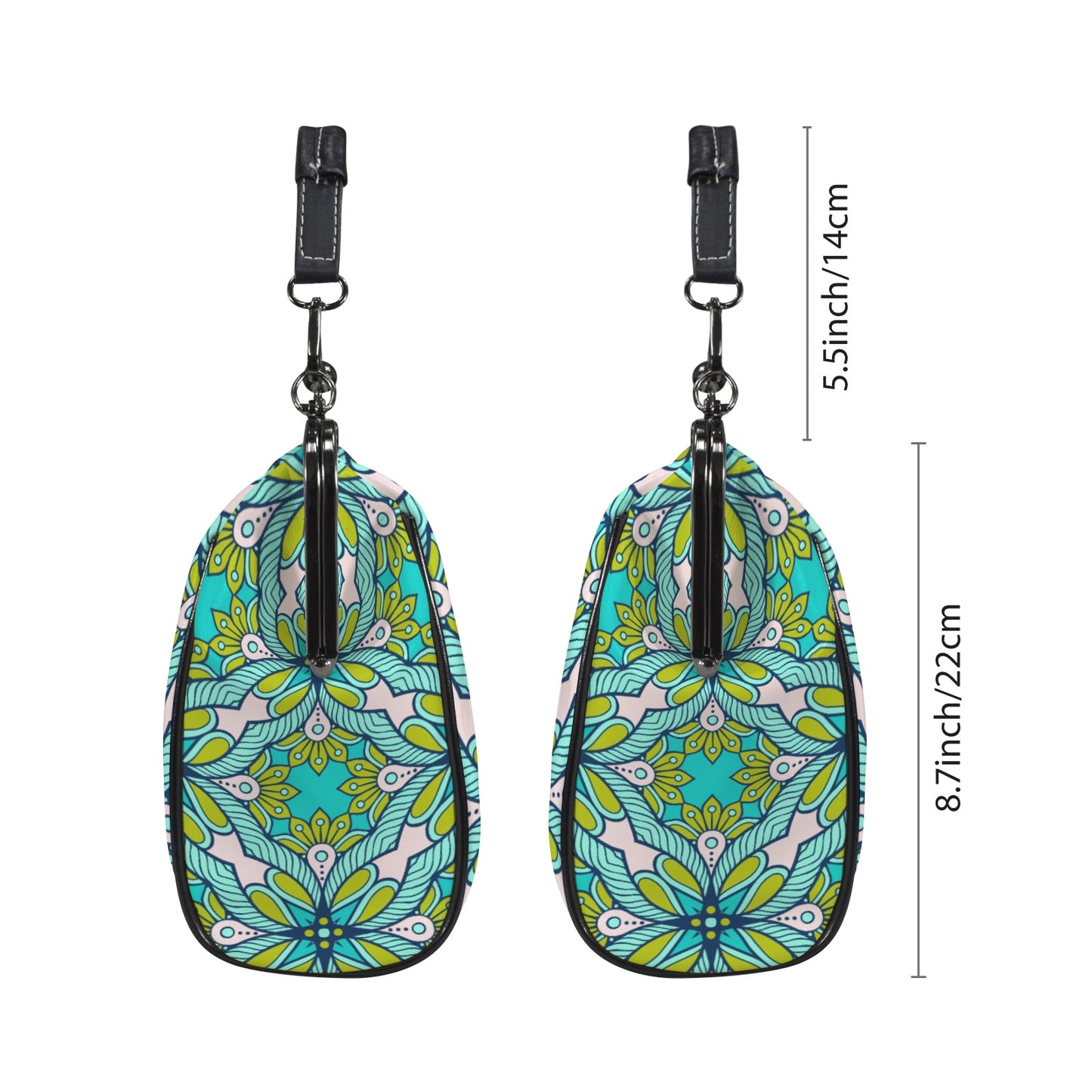 Retro 60s Style Handbag | Vintage Green Floral Mod Handbag | Crossbody Clasp Purse