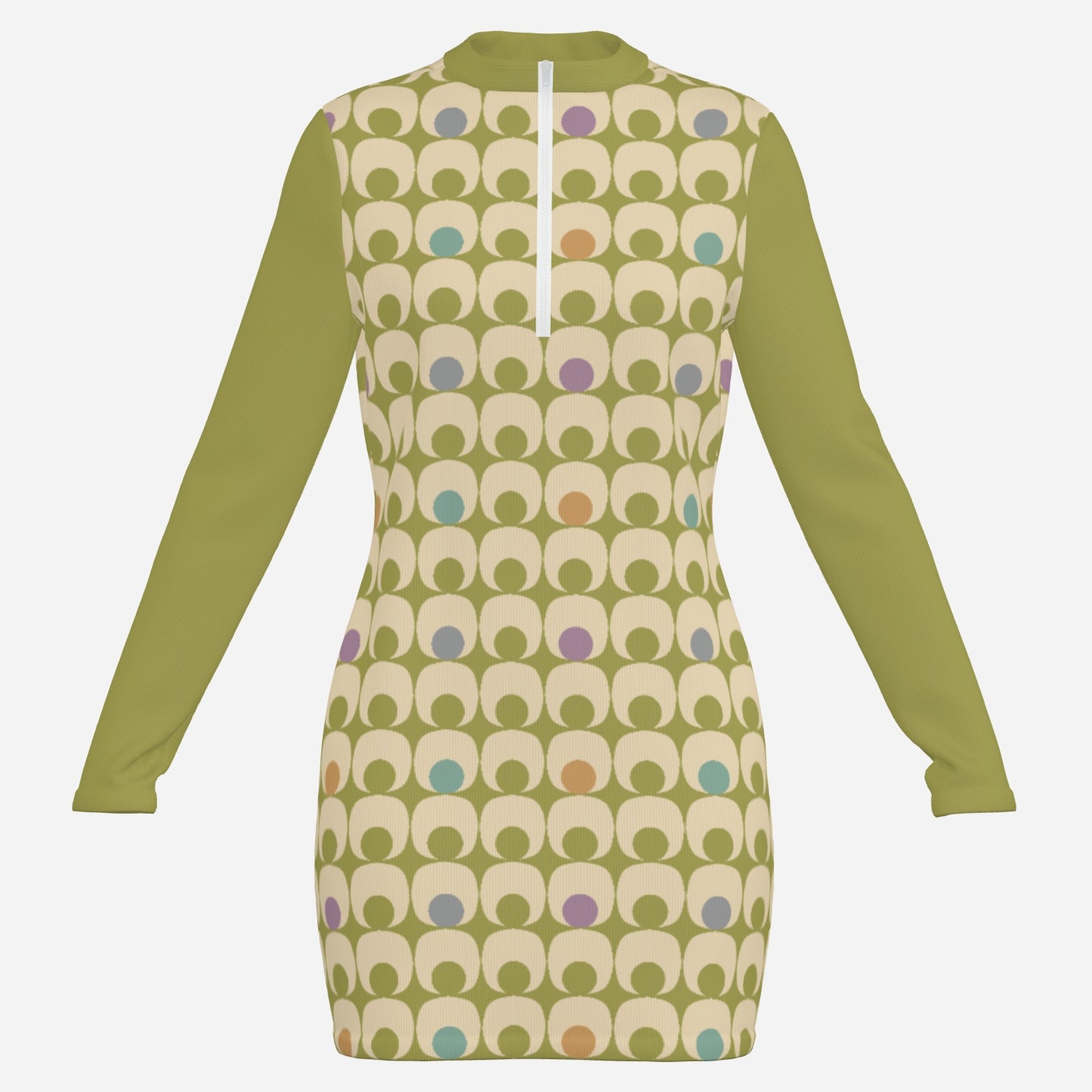 Mod Green 60s Dress Style | Vintage 60s Mini Dress | Geometric Retro GoGo Scuba Dress