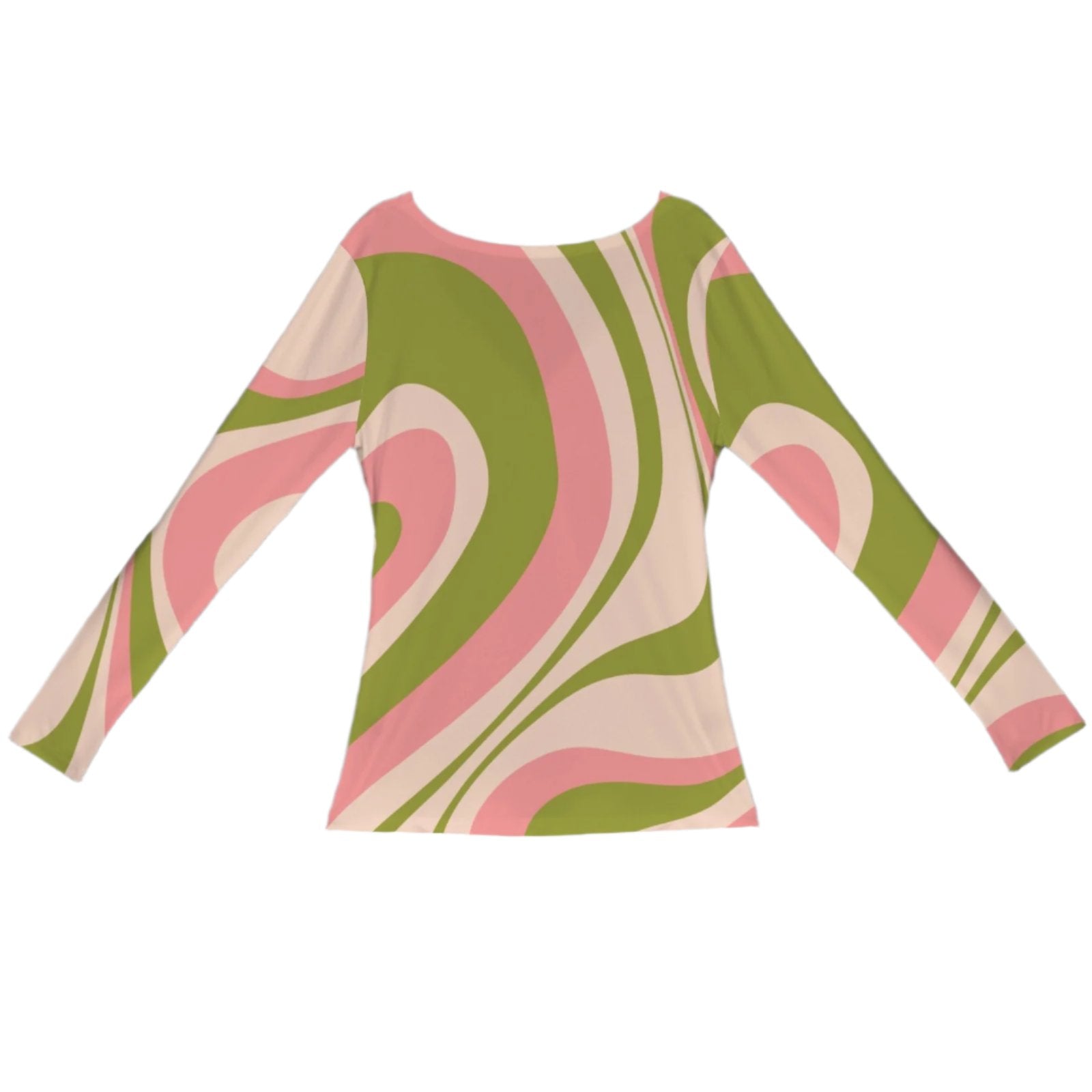 Retro 70s inspired Pink Green Stripe Groovy Ruche Top