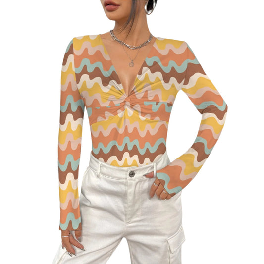 70s Retro Abstract Wavy Shirt