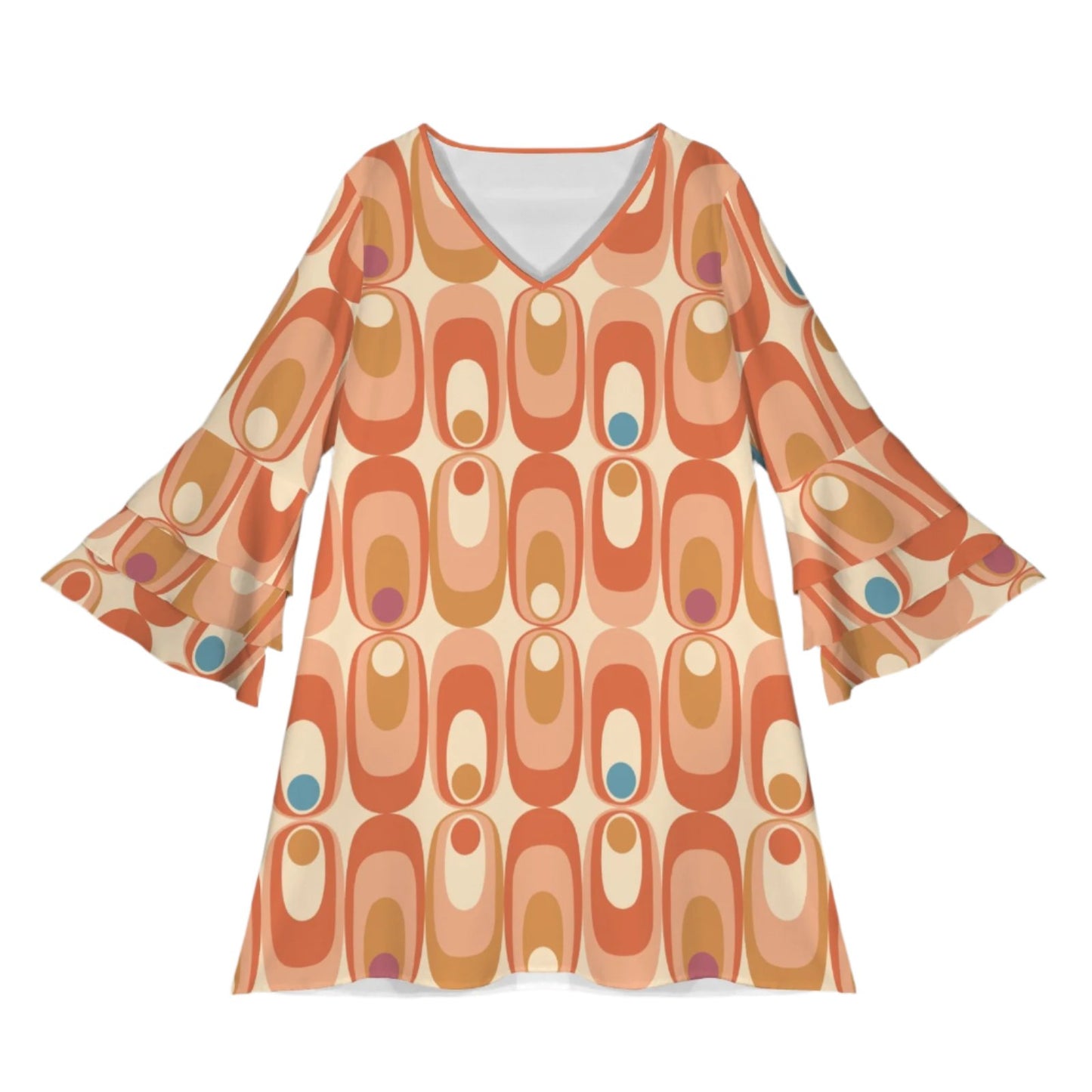 peachbeigegeometricminidress