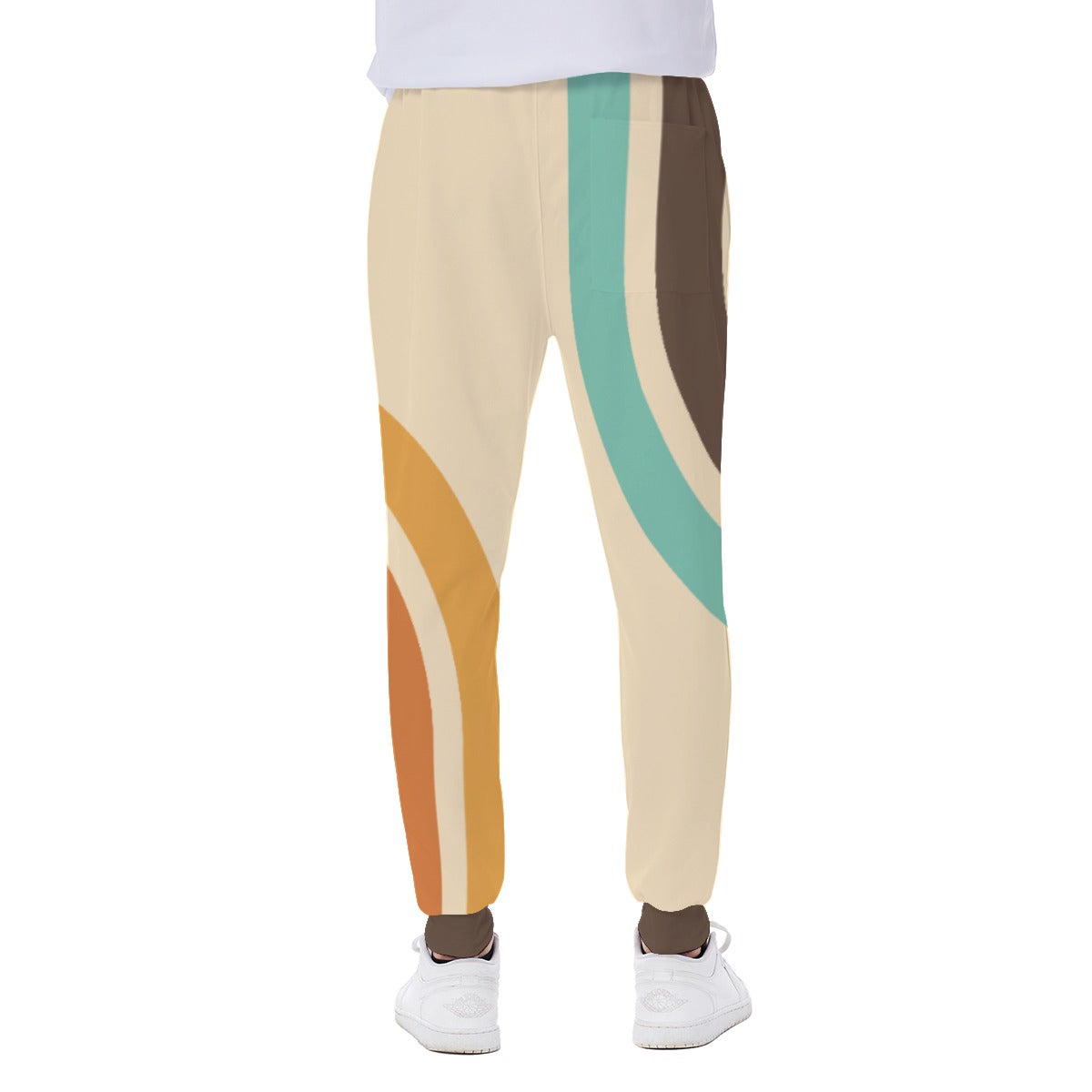 Unisex Eco Sweatpants | Retro Sweatpants | 70s Style Sweatpants | Beige Stripe Sweatpants