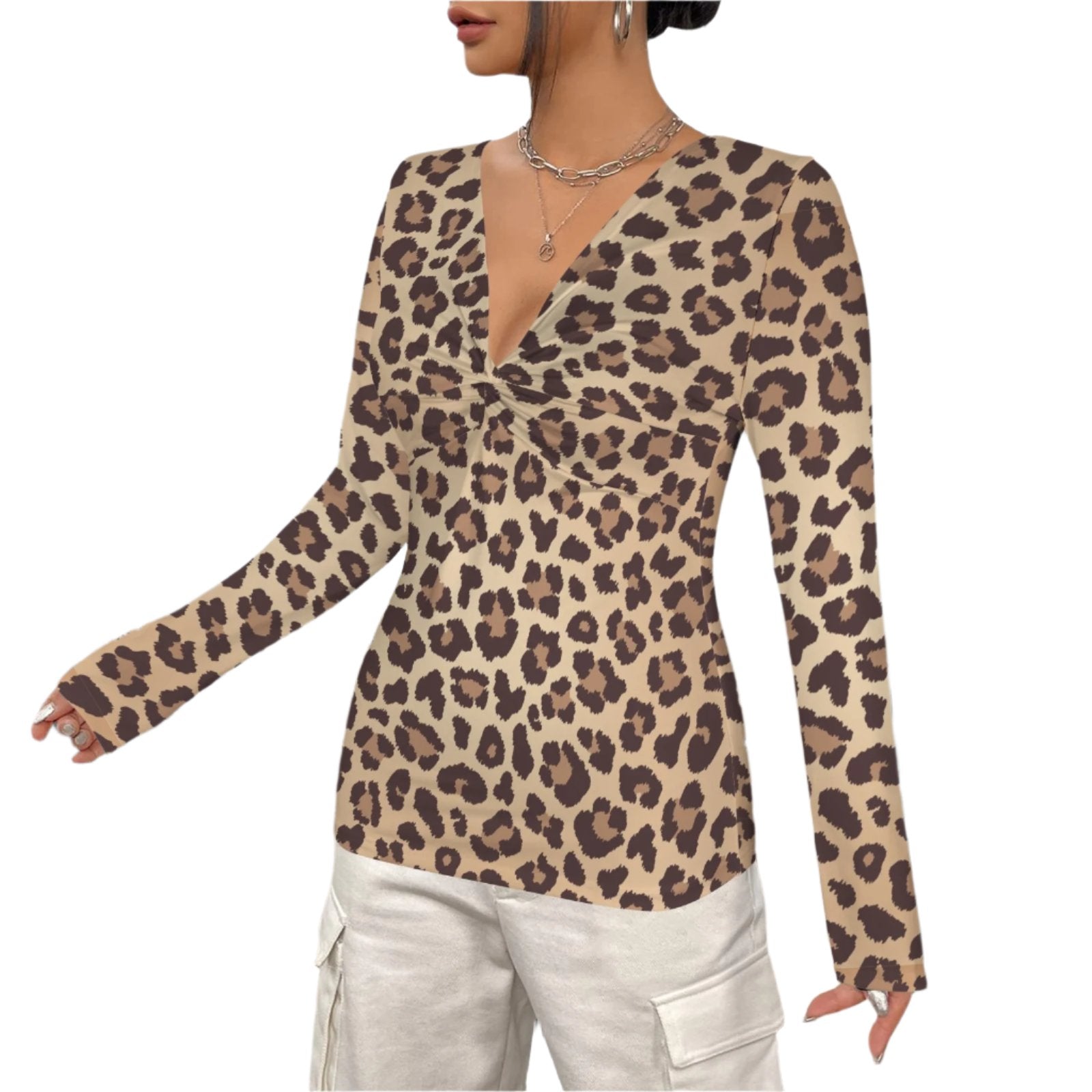 Women's Leopard Print Ruche Top