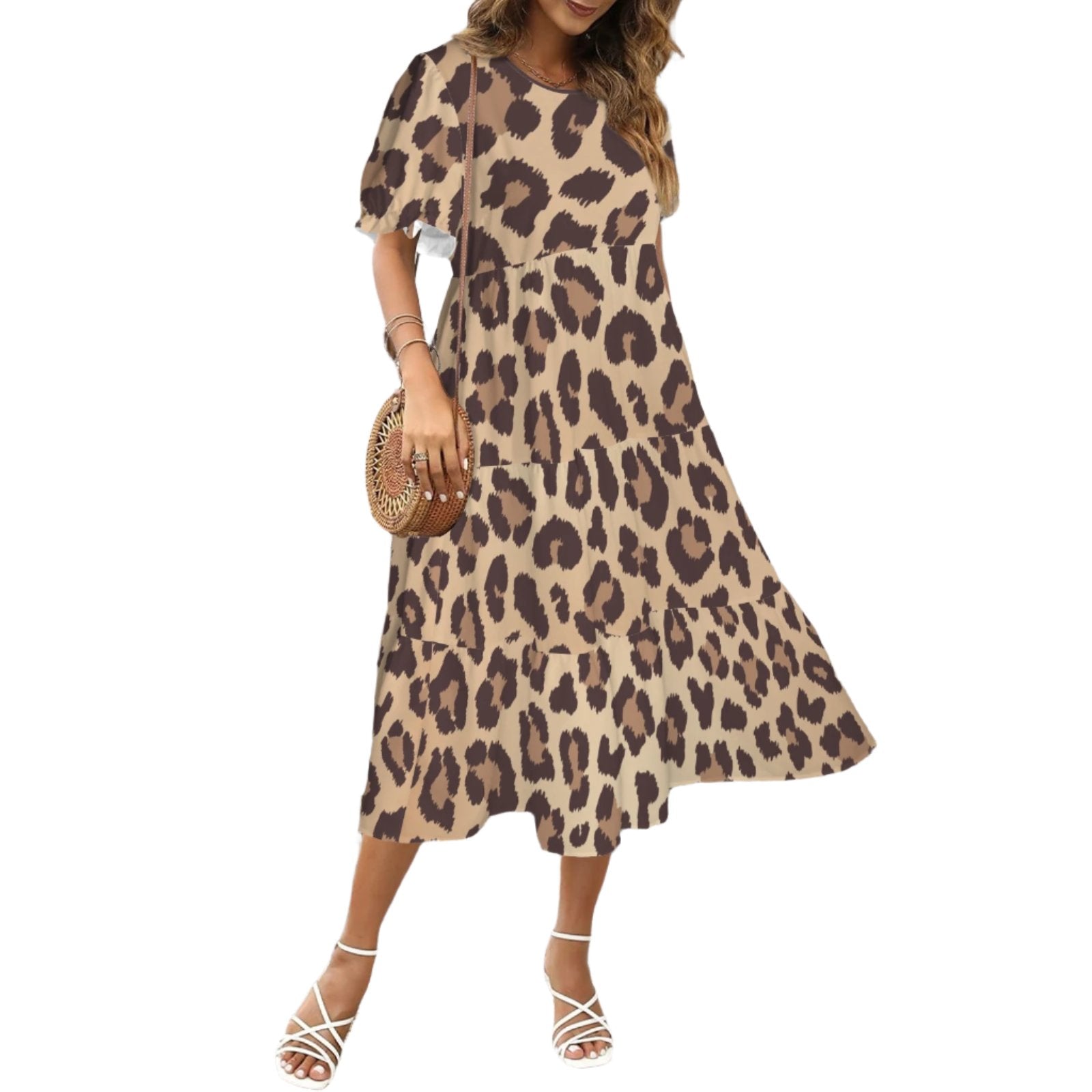 Leopard Printbabydoll Tier Dress