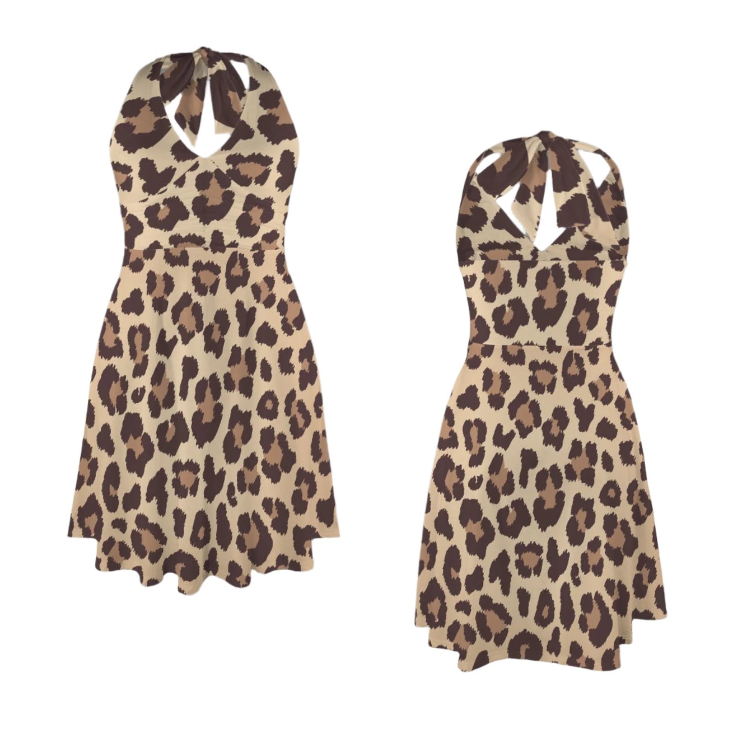 Leopard Print Halter Dress