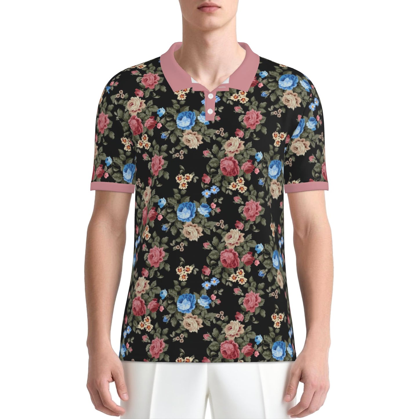 Retro Black Floral Polo Shirt UPF 50+ Sun Protection Unisex Polo