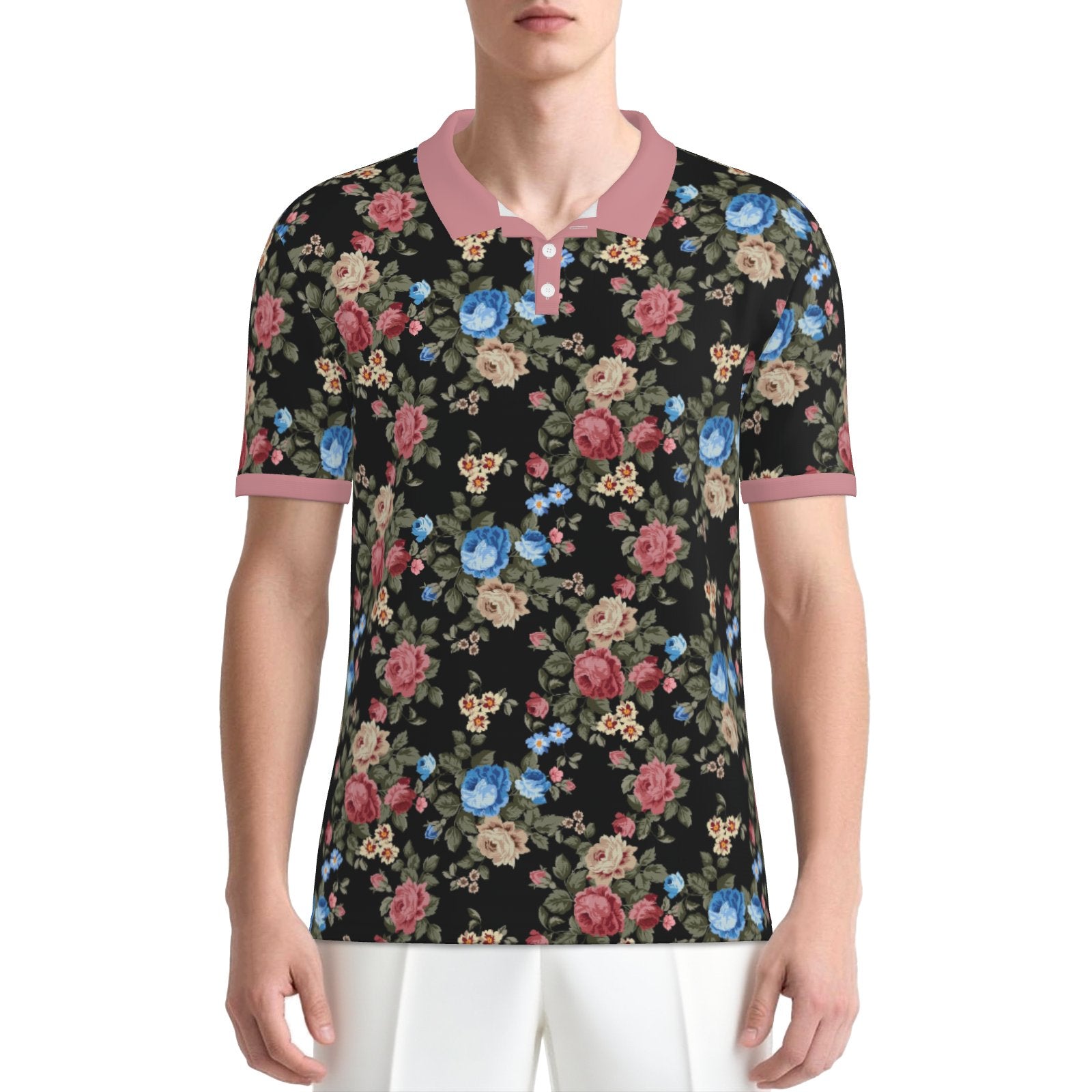 Retro Black Floral Polo Shirt UPF 50+ Sun Protection Unisex Polo