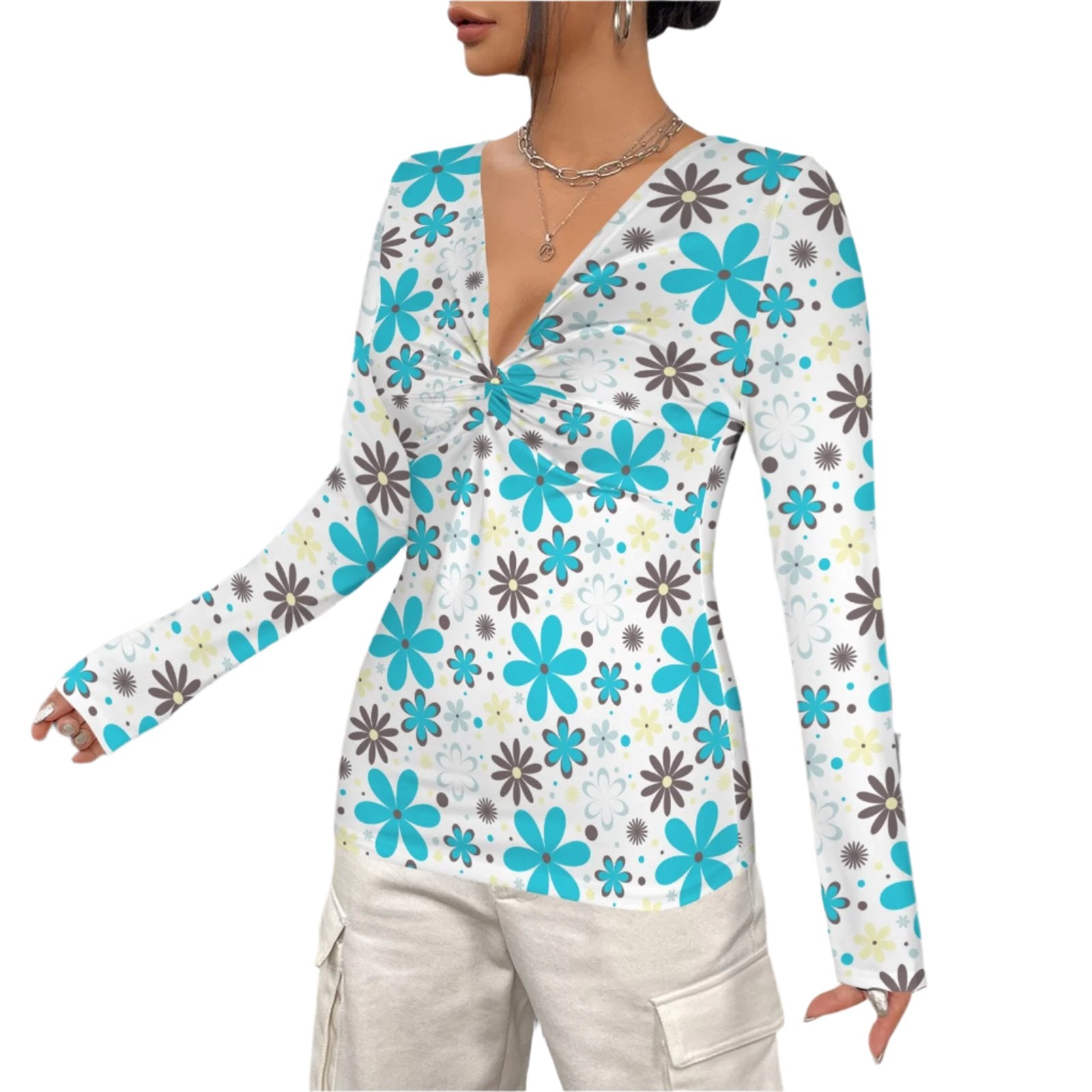 70s Ruche FloralTOp