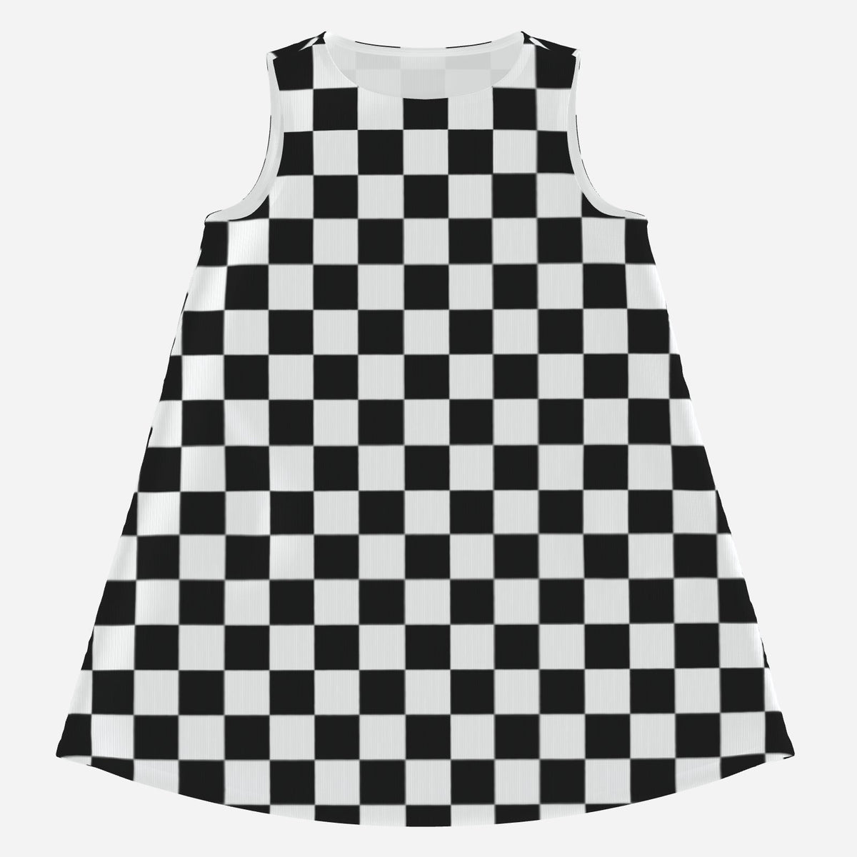 Women's 60s Mod Dress, Black & White Checker Go-Go Mini Dress, Sleeveless Retro Tent Dress, Vintage Inspired Dress