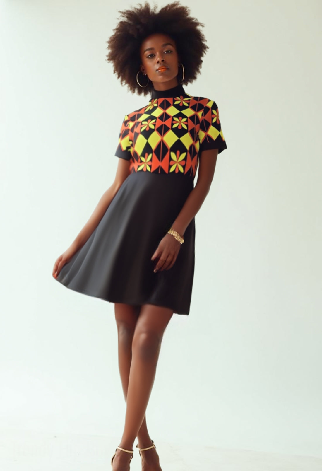 60s Space Age Mod Dress | Retro Geometric GoGo Mini Dress