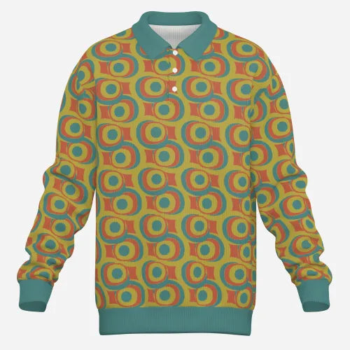 greentealgeometricknitpoloshirt