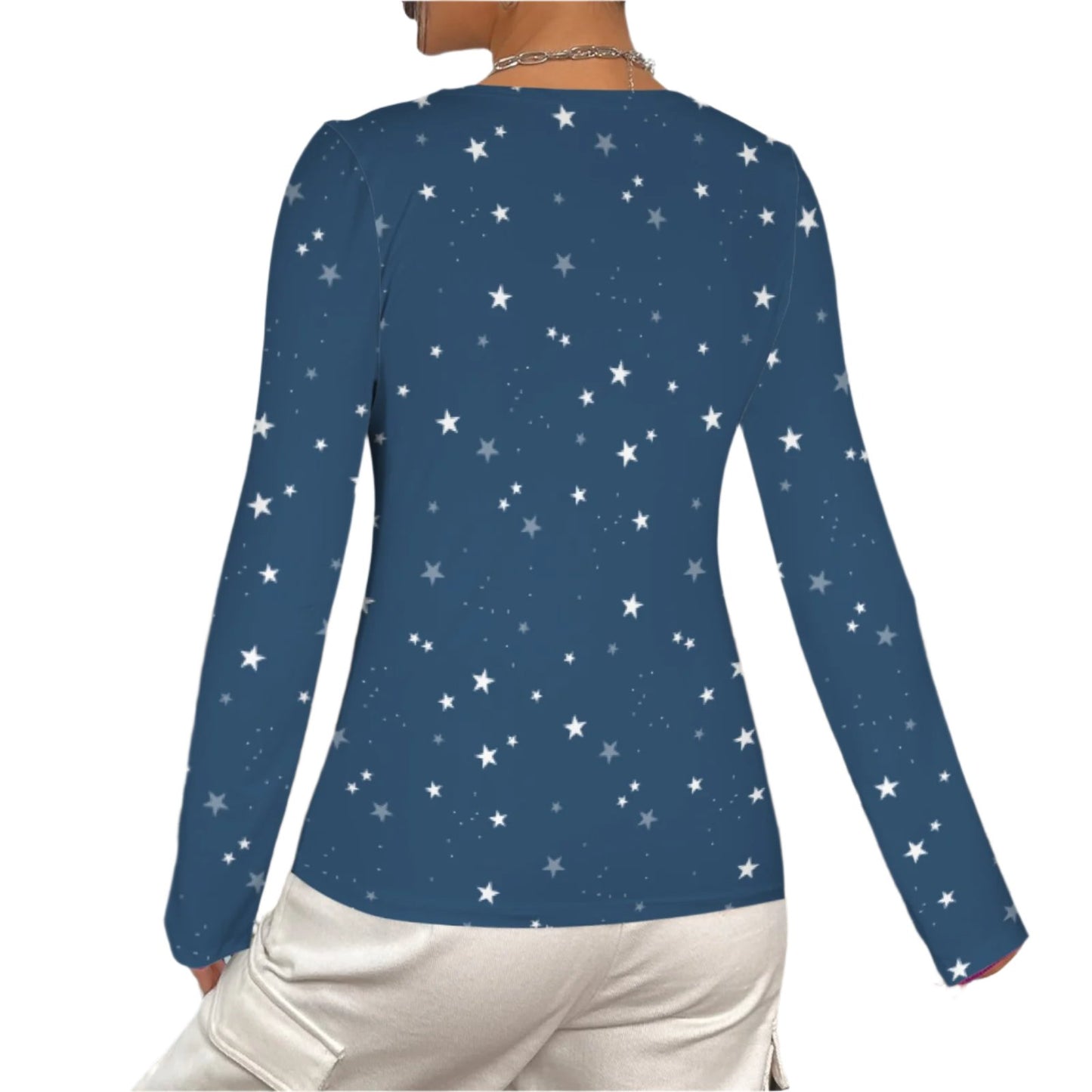 Navy Blue Star Ruche Top