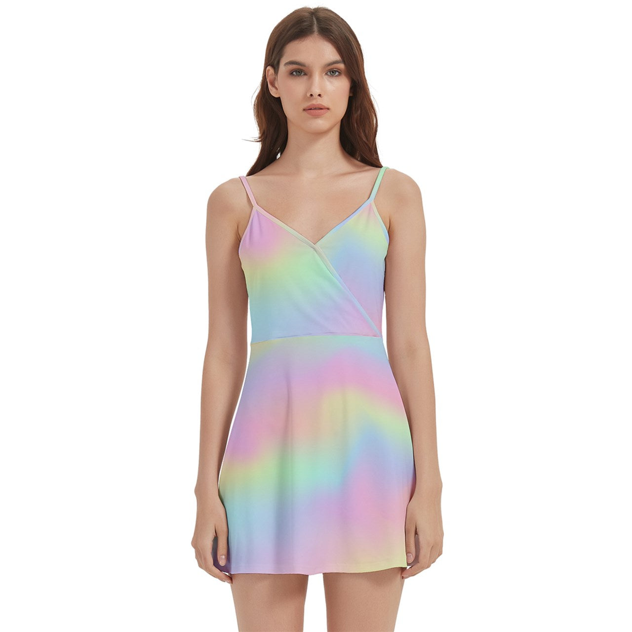 Spaghetti Strap Ombre Dress | Rainbow Mini Dress | Unique Wrap Style Dress